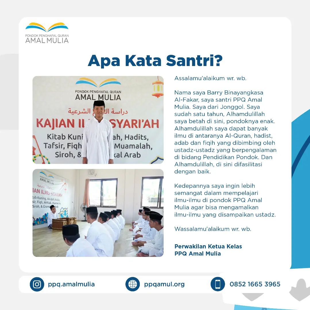 Pengalaman Santri Selama 1 Tahun di Pesantren Penghafal Qur'an